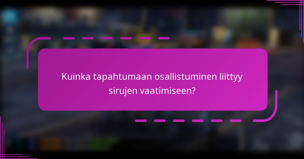Kuinka tapahtumaan osallistuminen liittyy sirujen vaatimiseen?